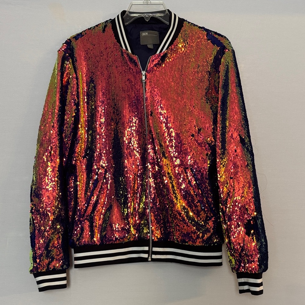 Multicolor Sequin Bomber Jacket - image 1